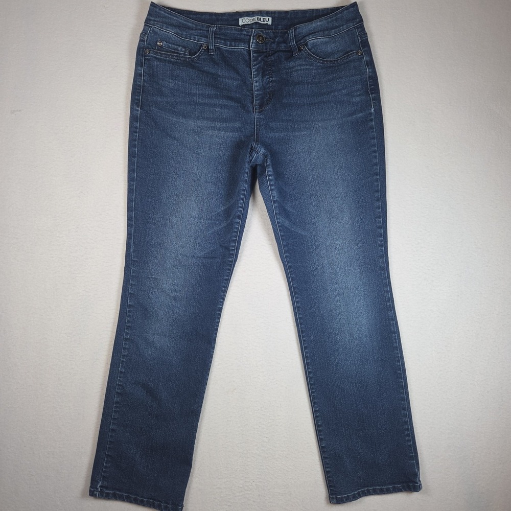 Code Bleu Jeans Womens 12P Blue Chelsea Classic Straight Leg Medium Wash Stretch